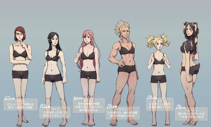 超個人的FE覚醒キャラクター体型比較図
※肌色注意 