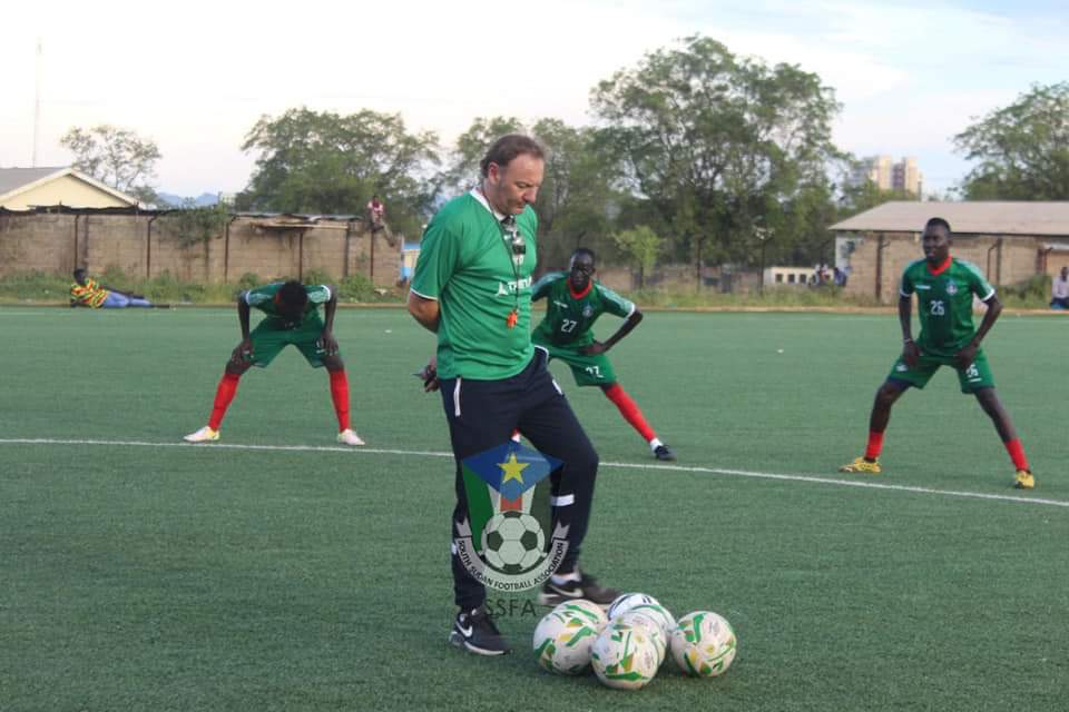 townfarfredo's tweet photo. South Sudan 🇸🇸 Head coach, Mr. Stefano Henri Cusin has started his Job as the Bright Stars head coach ahead of Algeria 🇩🇿 and Gambia 🇬🇲 FIFA International Friendly matches on 13th &amp; 15th. Nov 2021 respectively. 

📷 SSFA MEDIA TEAM

@cityfmjuba #SSOT https://t.co/QetFzdCJpT