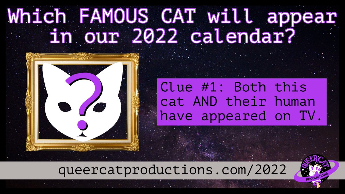 QueerCatProds's tweet photo. CAT-LEBRITY ALERT! Our 2022 calendar will feature an honest-to-goddess FAMOUS CAT. (We know we’ve April Fooled you before, but this is 100% REAL.) Who could this cat-lebrity be? 🧐 https://t.co/LKmjgnyKCu #queercat #queercats #gaycat #celebritycat #queertheatre #queertheater https://t.co/Zz9FBeazrK