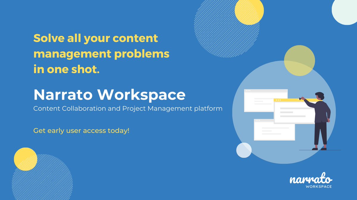 narratoio's tweet photo. Looking for a collaborative platform to effectively manage content production? Narrato Workspace is perfect for you - manage writers, work, content optimization, assign tasks &amp; much more! 

Get 6 months FREE access at https://t.co/jfGeqSbY8s! #contentsoftware #contentworkflow https://t.co/ickO4RAniK