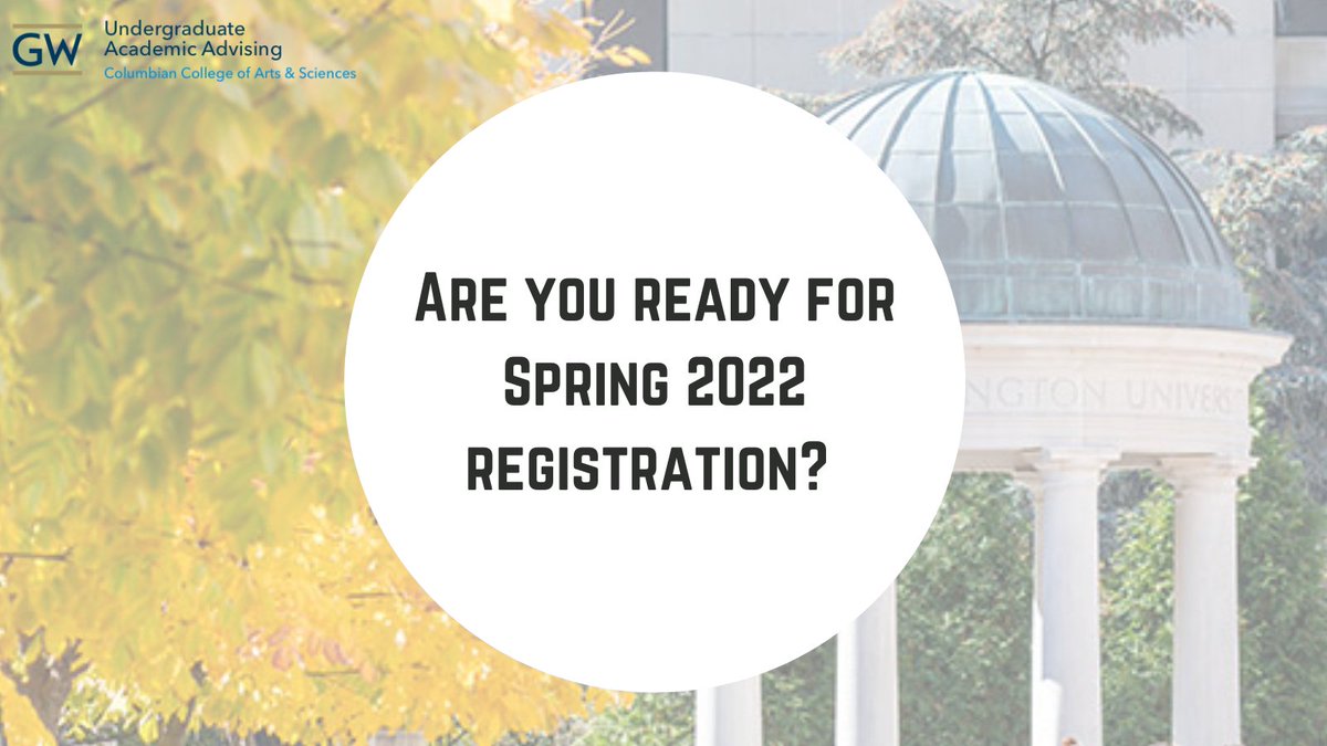 CCASAdvising's tweet image. 🚩'Tis the season...for spring registration! Priority registration starts THIS FRIDAY. 

Remember that your registration date is based on credits EARNED, not those currently in progress. Use the chart here to help you find out when you register:  registrar.gwu.edu/fall-spring-sc…