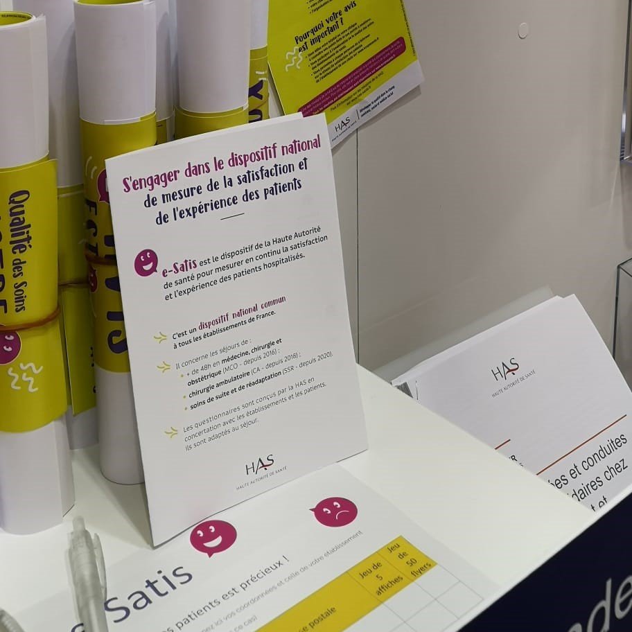 HAS_sante's tweet photo. #SANTEXPO📢Des affiches/flyers #Esatis (dispositif de mesure de la satisfaction et de l’expérience des patients hospitalisés) sur le 𝘀𝘁𝗮𝗻𝗱 𝗘𝟭𝟱 ➡ pour inciter vos patients à y répondre
Télécharger les outils ou demander à recevoir un lot imprimé👉https://t.co/HDFySMg58x https://t.co/DTG38RcVHZ