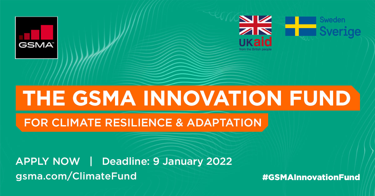 Open now: the #GSMAInnovationFund for Climate Resilience and Adaptation. Selected organisations will be eligible to a full support package including grant funding, technical assistance and more. #COP26

To apply: gsma.com/mobilefordevel…