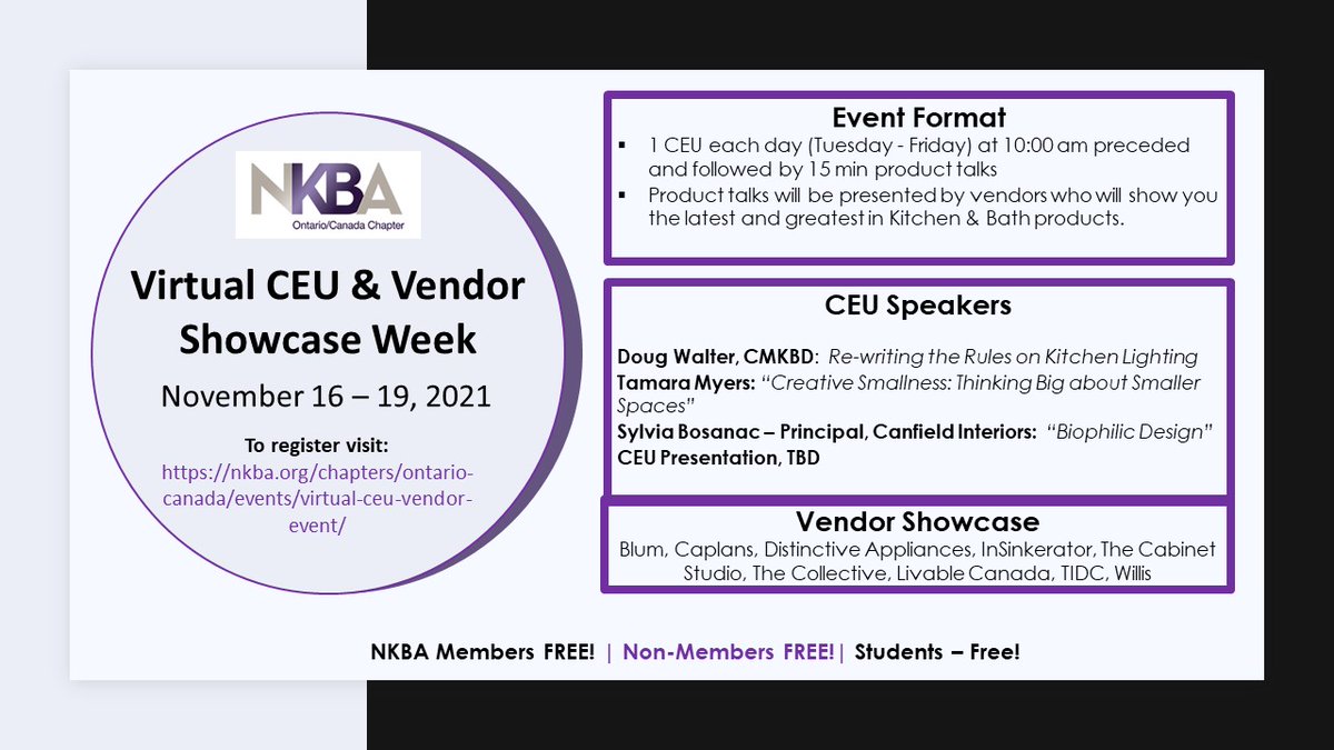 NKBAOntario's tweet photo. One Week Away from our Virtual CEU &amp; Vendor Event - November 16-19! - https://t.co/TdNkmhJBJG https://t.co/FKjcPG6t6u