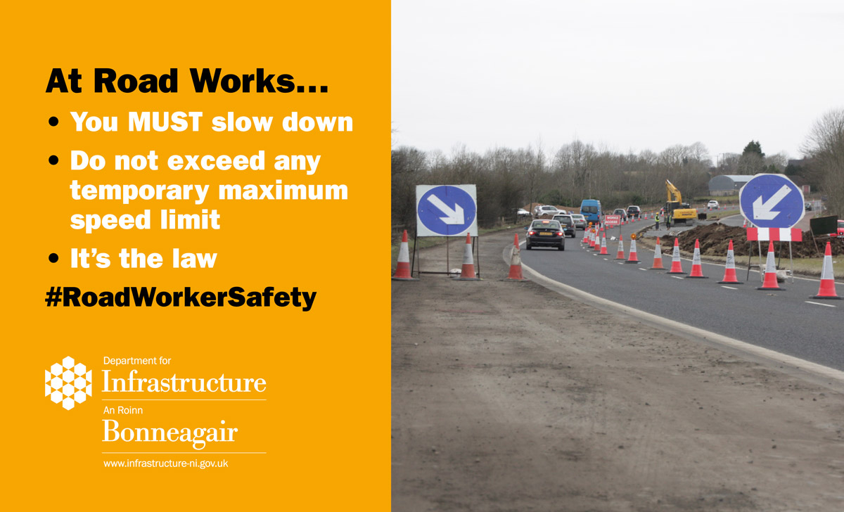 This week as we highlight #RoadWorkerSafety please be mindful that there may be a temporary maximum speed limit in place around road works and be prepared to slow down and stop. 

<a href="/NIRoadPolicing/">NI Road Policing and Safety</a>