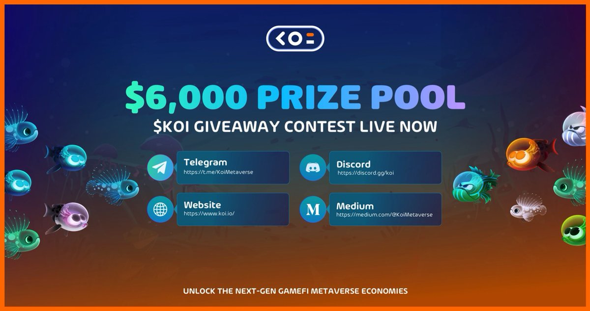 📢KOI METAVERSE GIVEAWAY📢

Wonderful news dear community!! We are announcing our first Gleam Campaign “Under the Sea” Edition!🐳🐙🐚

Join us on telegram to learn more.

Metaverse under the sea has never sounded more exciting and we cannot wait to have you join us! 🔥 #Metaverse