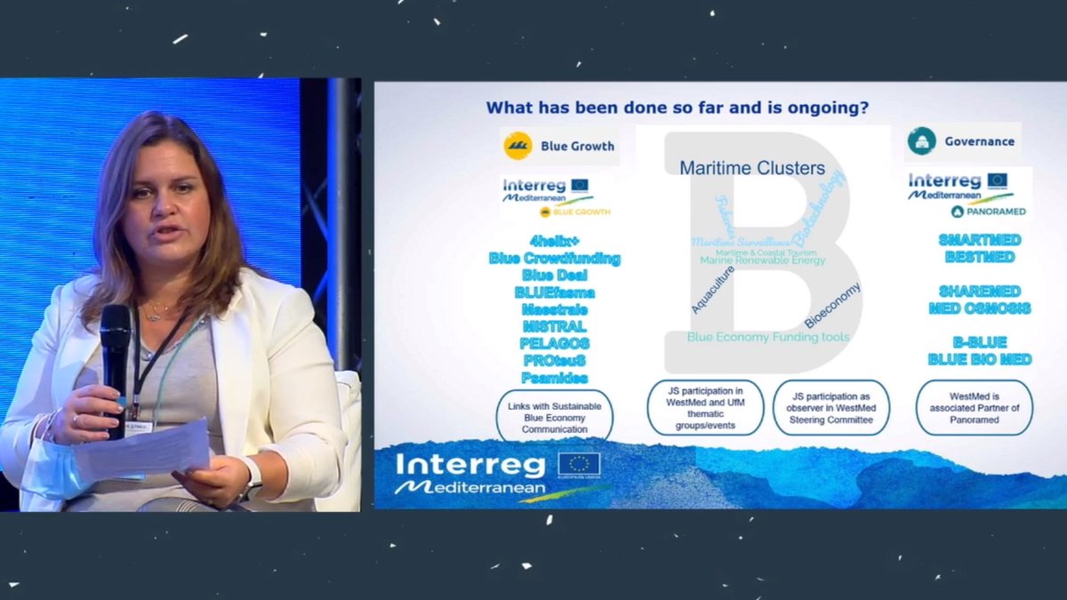 WestMedStrat's tweet photo. "For the Interreg MED Programme, the "green" is also "blue": a framework for action with #WestMED initiative has been subscribed๐ค with a focus on building links with stakeholders"โ Sophie Scarvelis, @MEDProgramme ๐ช๐บ
#WestMEDStakeholdersConference2021 #CorridorsToBlueDevelopment https://t.co/oq7w1GeADL