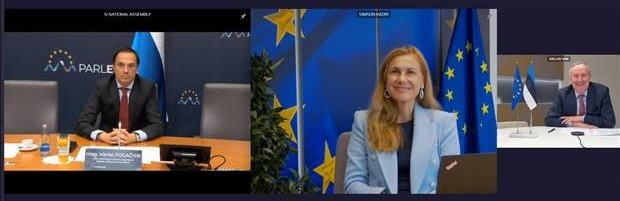 KadriSimson's tweet photo. Current discussion on energy prices has made 1 thing clear: Our aims to decarbonise the economy &amp; shift to greener #energy are not the cause, but the solution. 

Today, I met w/ #COSAC Chairpersons &amp; #EU Parliaments’ Representatives to exchange views on ongoing topics in energy. https://t.co/jL7Tr5krz3