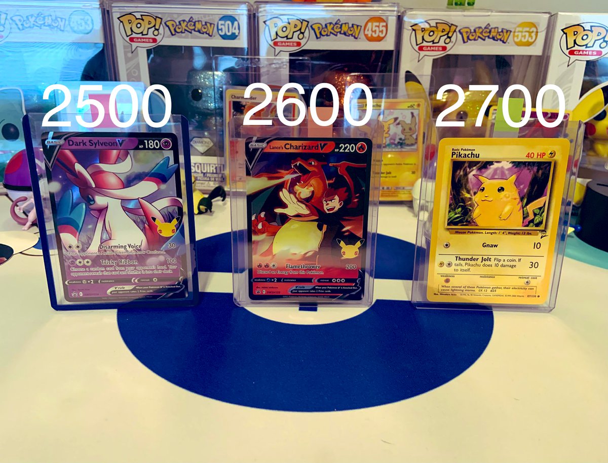 THEPOKEPLATEAU's tweet photo. Let’s make things exciting! We are close to 2500 followers, so we will include these cards to our #CTPokemon winner IF we hit the # of followers above that card, so:
- Dark Sylveon at 2500
- Lance’s Charizard at 2600
- Base Set 2 Pikachu at 2700
https://t.co/CWlEvCHns2 https://t.co/2edth8hMT8