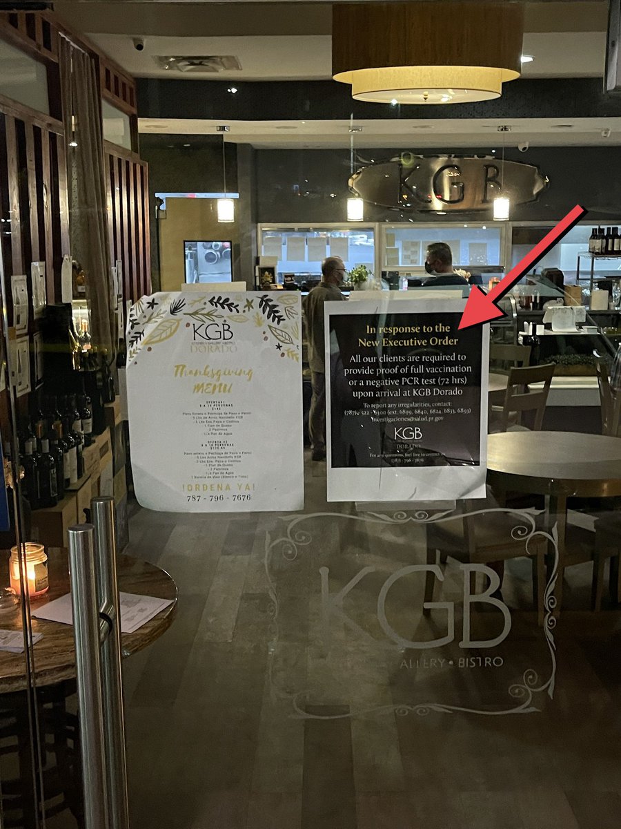 ColinTCrypto's tweet photo. Puerto Rico has gone full oppression. This is one of many restaurants here. 

Places like this are cowardly and won’t stand up to do what’s right. Instead, they bow to radical authority and choose to discriminate/segregate.

I will support only non-discriminatory establishments. https://t.co/U6VwEWNv9X