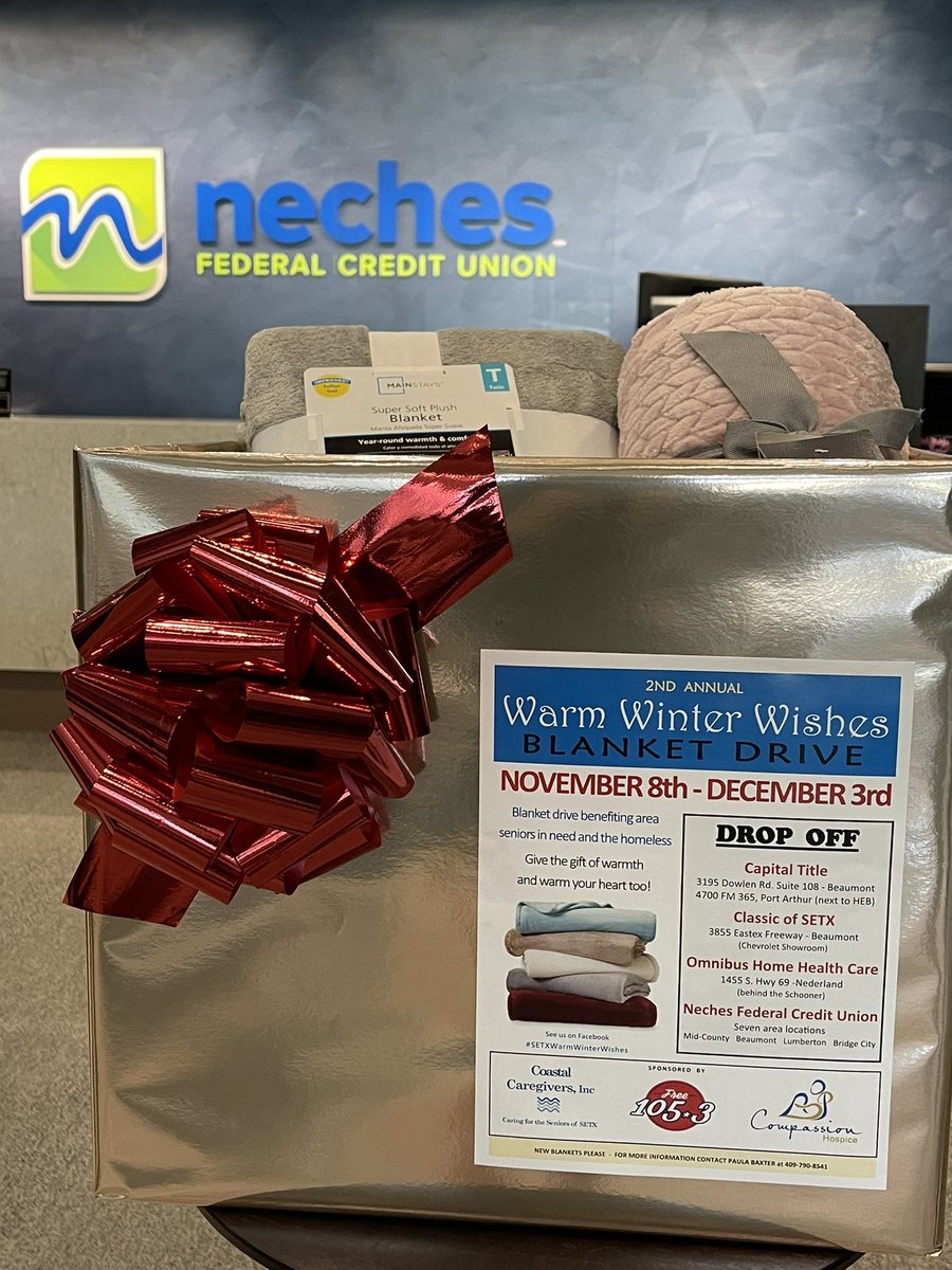 The 2nd annual Warm Winter Wishes Blanket Drive is officially underway! From now until Dec. 3, you can drop off blankets at any Neches Federal Credit Union location or the following drop points. These will be distributed to seniors in need and the homeless in SETX. <a href="/kfdmnews/">KFDM News</a>