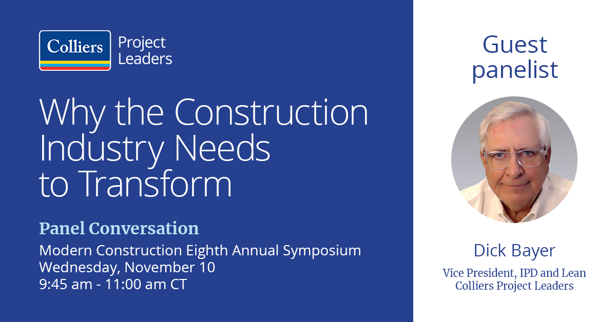 Colliers_PL's tweet photo. Join Dick Bayer and other panelists at the @PPI_Institute’s Eighth Annual Symposium! It will bring together industry experts, academics and thought leaders to discuss how to effectively implement and benefit from modernizing construction. https://t.co/xs8FkCTBSA https://t.co/9OxDCLi5Ys