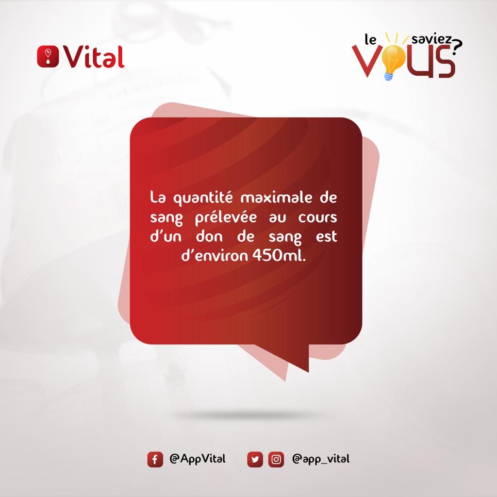 app_vital's tweet photo. Le saviez vous? 
Au cours d’un don de sang, la quantité de sang prélevée est toujours adaptée à votre poids.
RDV dans la banque de sang la plus proche de chez vous! https://t.co/rhtFTUffC5