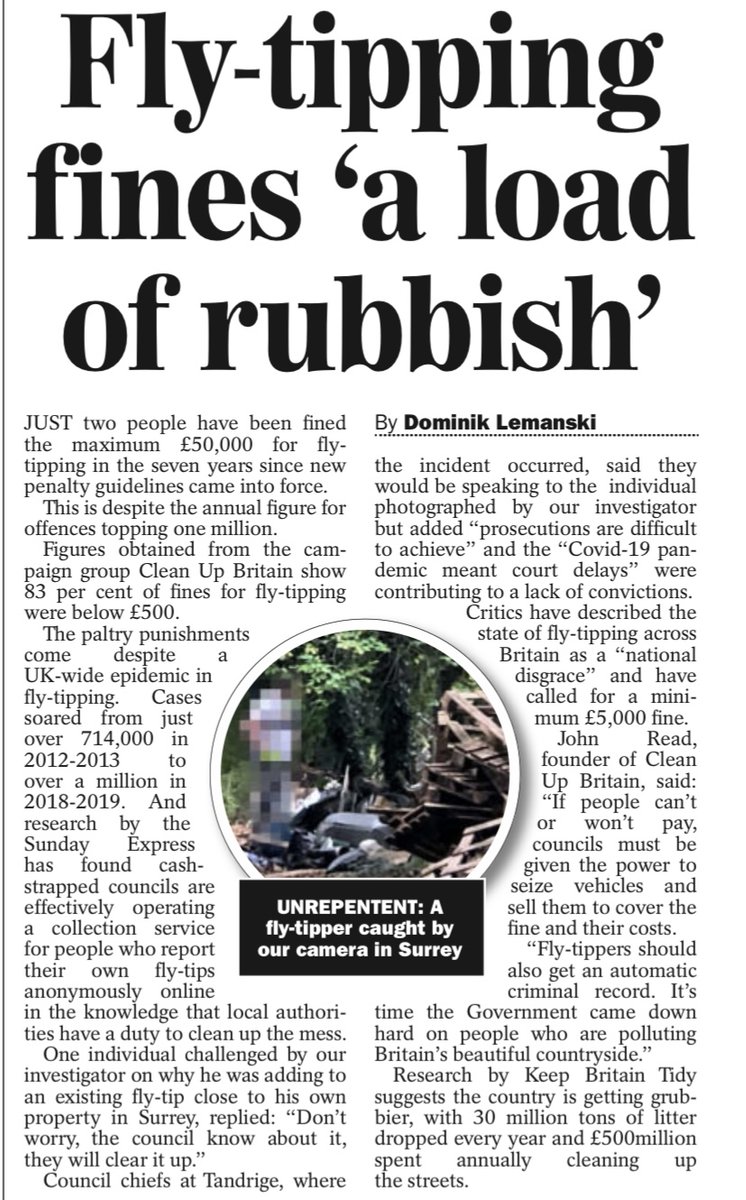 Clean Up Britain quoted in The Sunday Express this weekend.