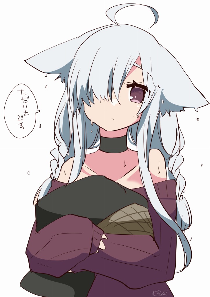 途中雨が降って買い物の品は濡らさずに持って帰れたけどセツカちゃんはだめだった( 