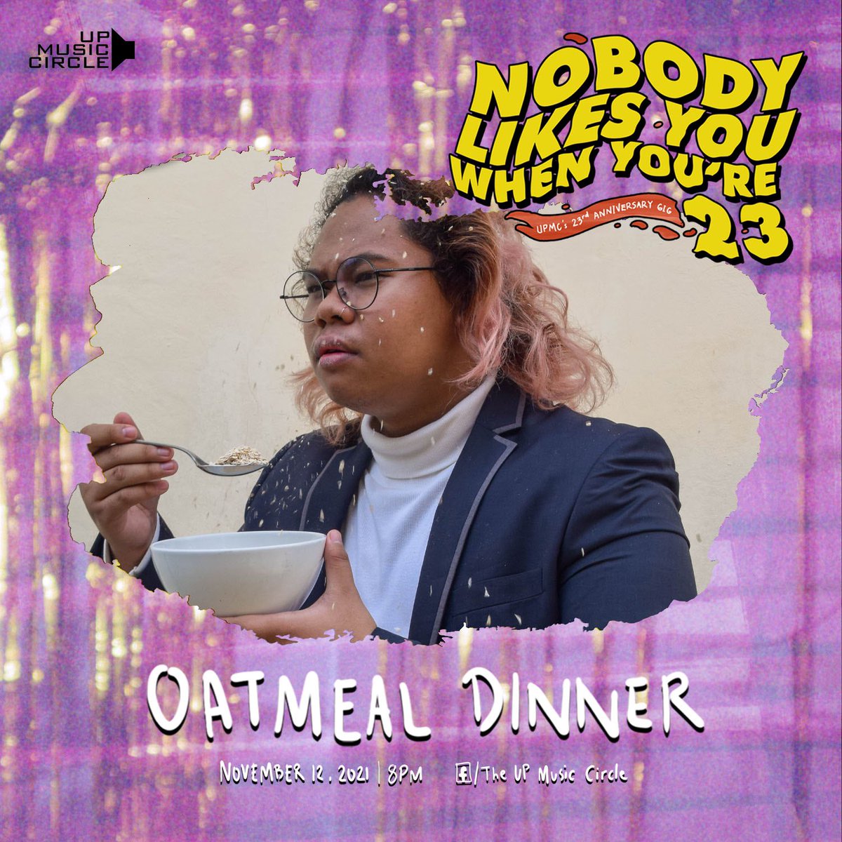 UPMusicCircle's tweet photo. Growing older has never felt this good 🎂

Join The UP Music Circle as we celebrate our 23rd anniversary with Nobody Likes You When You're 23!

The party wouldn't be complete without our beneficiary partner

League of Filipino Students - UP Diliman https://t.co/PhxgKNLdw9