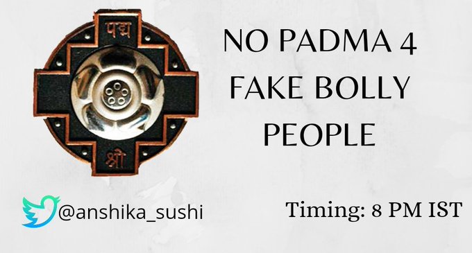 PHOENIX21PHOTON's tweet photo. NO PADMA 4 FAKE BOLLY PEOPLE

“In the end that was the choice you made, and it doesn't matter how hard it was to make it. It matters that you did.” 
― Cassandra Clare.
Say No To Charsis, Drug Peddlers, Bullies, Abusers, Megalomaniacs &amp; Narcissistic Coke Heads of Bollywood. https://t.co/p4TBRF41Oc