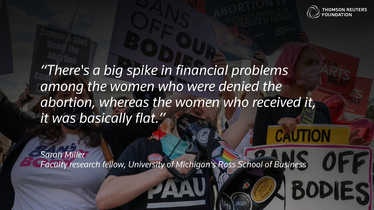 ⭕ 1 in 4 American women will have an abortion before reaching 45.

🚫 Those denied one are more likely to spend years in poverty, says a 2020 <a href="/nberpubs/">NBER</a> study.

✍️ "The main cost... is that it impedes women's ability to fully engage in the labor market," says author Sarah Miller.