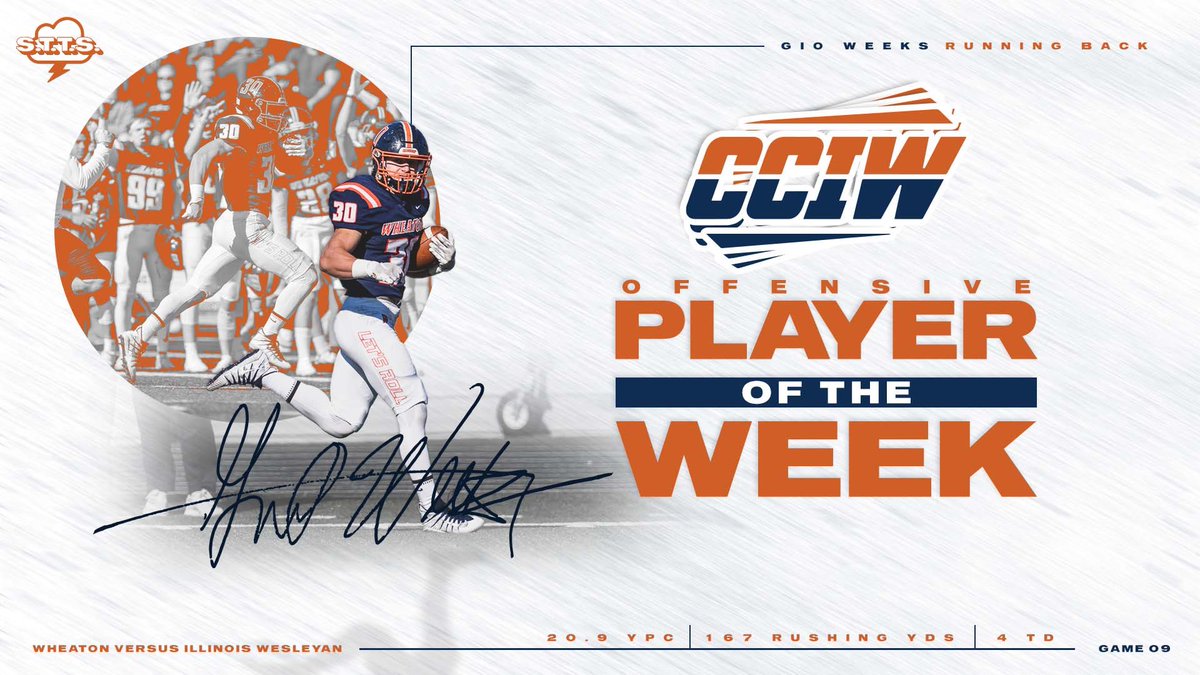 WheatonFB's tweet photo. Congratulations to @GioWeeks and @Rschwartz34 on being named @CCIW_Athletics player of the Week!
#LetsRoll #STTS https://t.co/G2fmvaPxfg