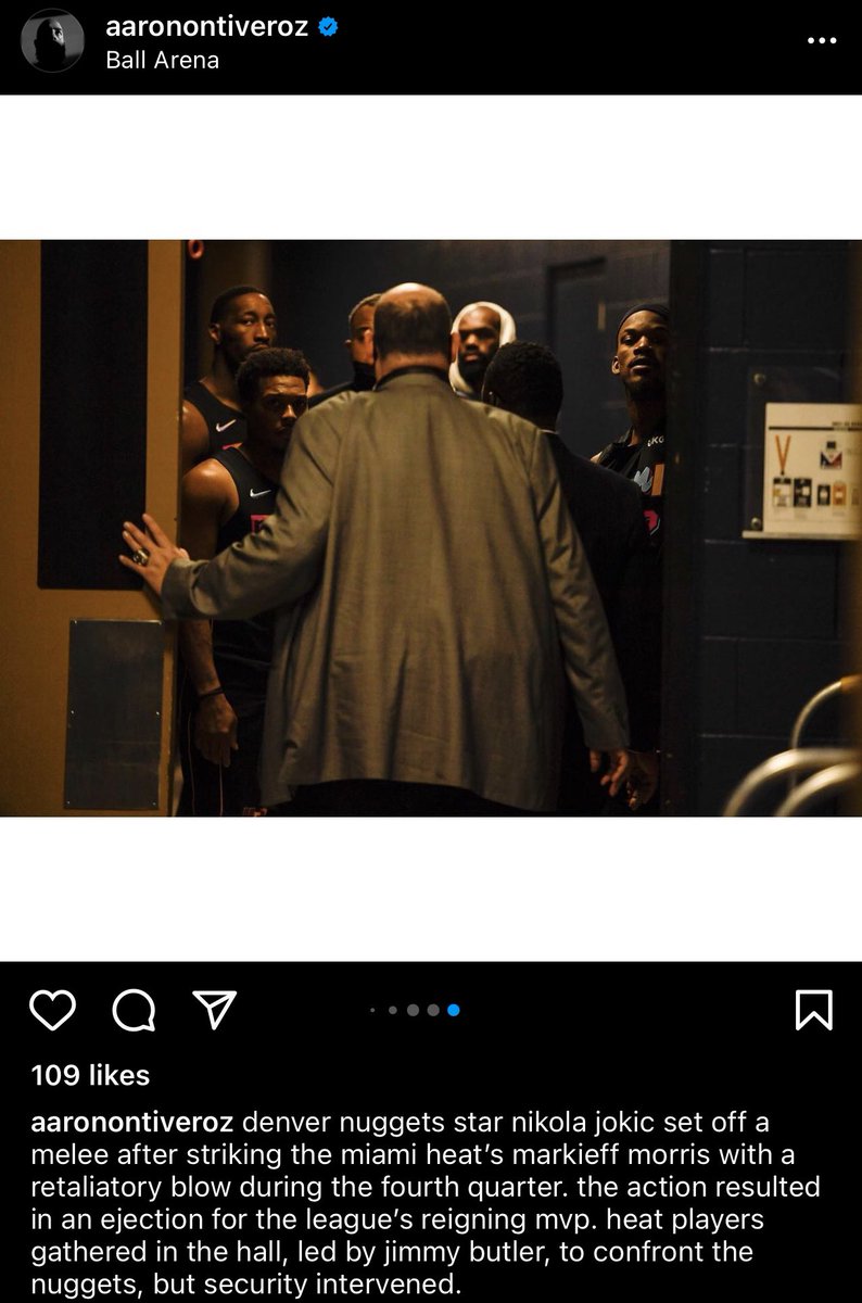 TheDunkCentral's tweet photo. Heat players were waiting in the hall for Nuggets players last night 😯 https://t.co/UdInJbi0nr