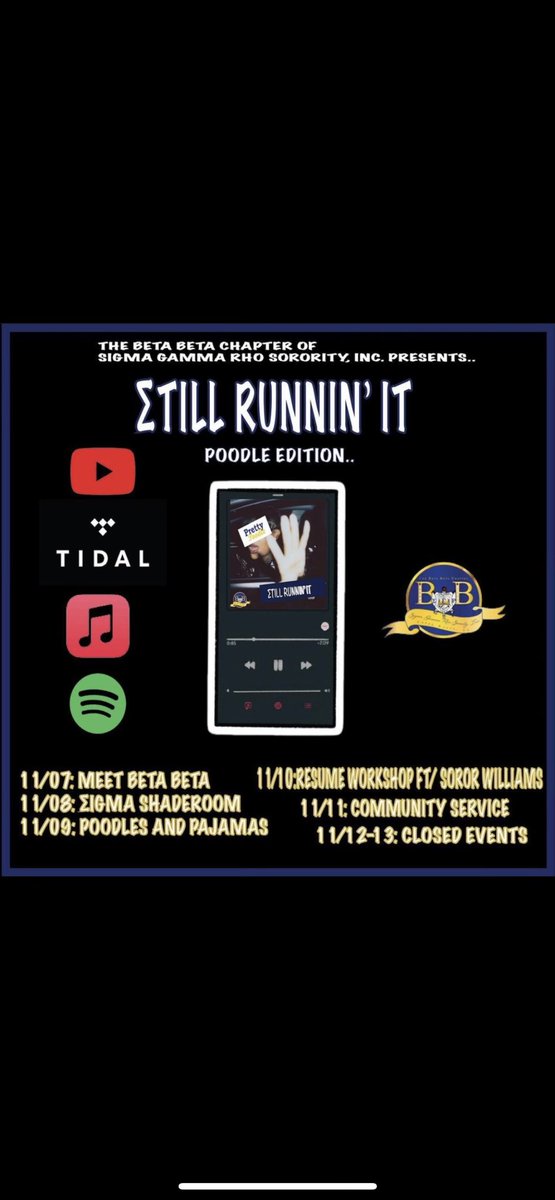 The ladies of The Beta Beta Chapter of Sigma Gamma Rho Sorority, Inc. are having a week full of events, that you don’t wanna miss. Come our and support ‼️‼️