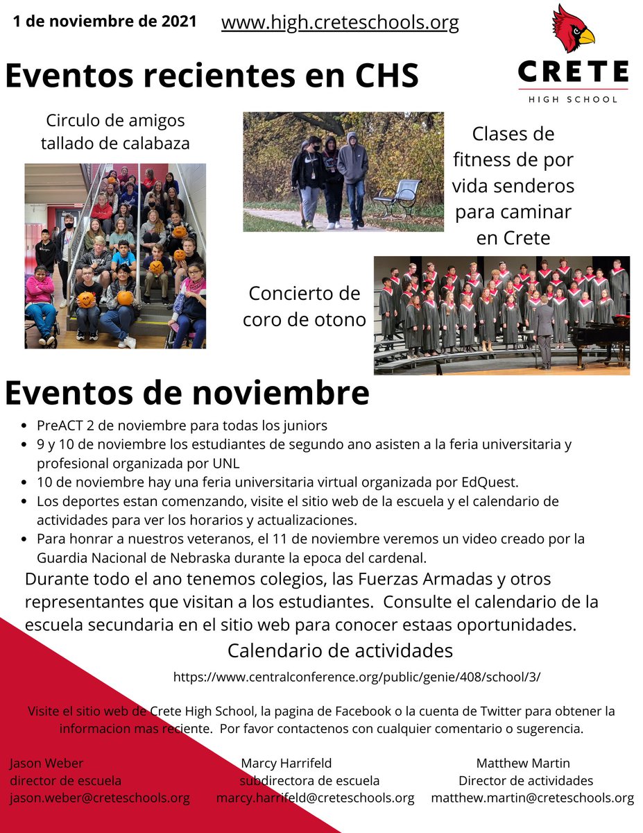 Here is the CHS November Newsletter.