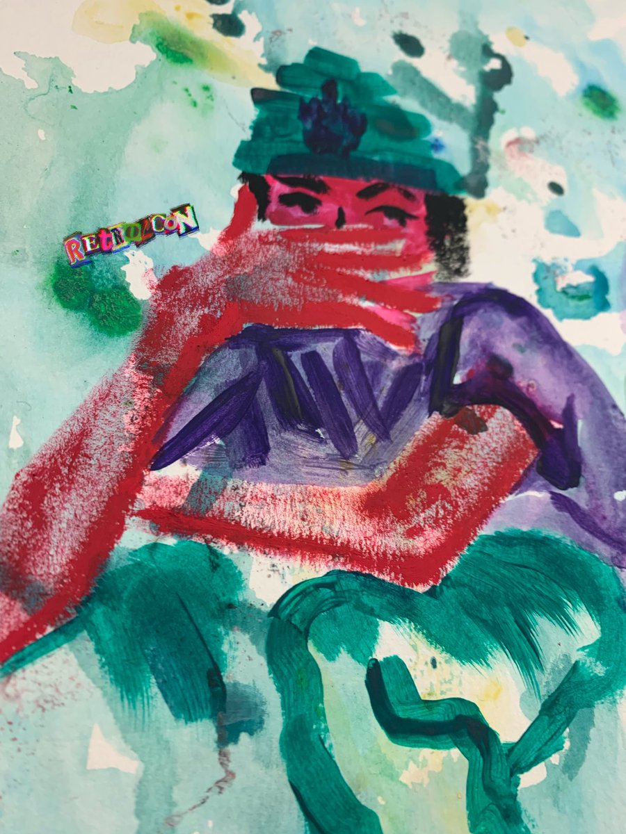 Retroloon's tweet photo. Slide.. 🩴 
#watercolor #gouache #slides #watercolorpainting #gouachepainting #painting #retroloonpng #dailyart #art #artist #paintingwhileblack #dominican #arte #posereferenceused https://t.co/2qqEAQaGqF