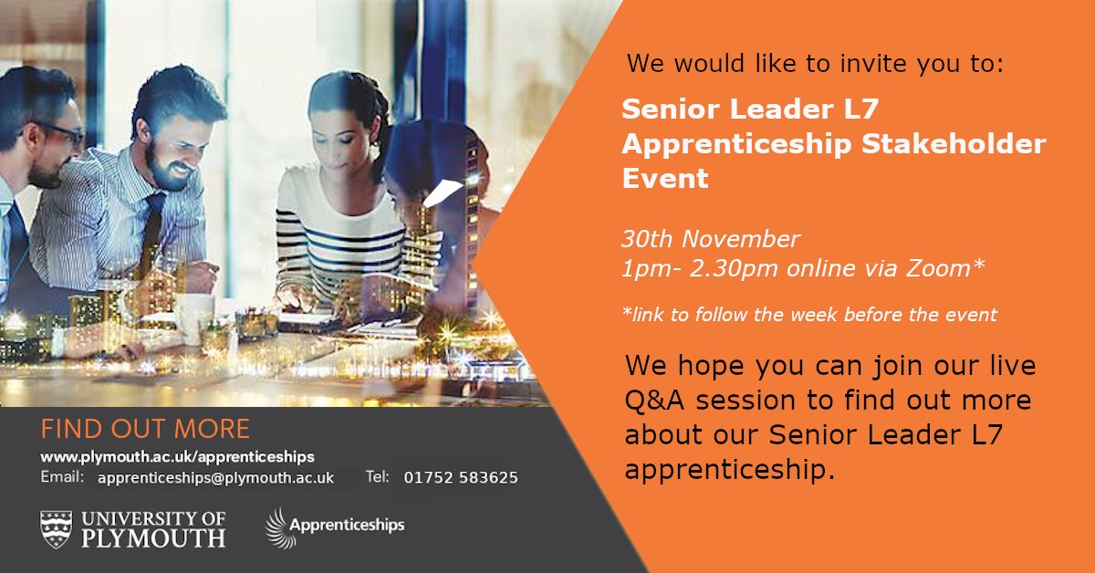 Apprentice_UoP's tweet photo. 📣APPLY NOW for the April 2022 #SeniorLeader L7 #Apprenticeship 📣

We would like to invite you to an information session on the 30th November at 1pm.

Register for the event here: https://t.co/RQkvMqGGuB

#degreeapprenticeships #workbaseddegree   #management #CMI https://t.co/DjFUu5VTuk