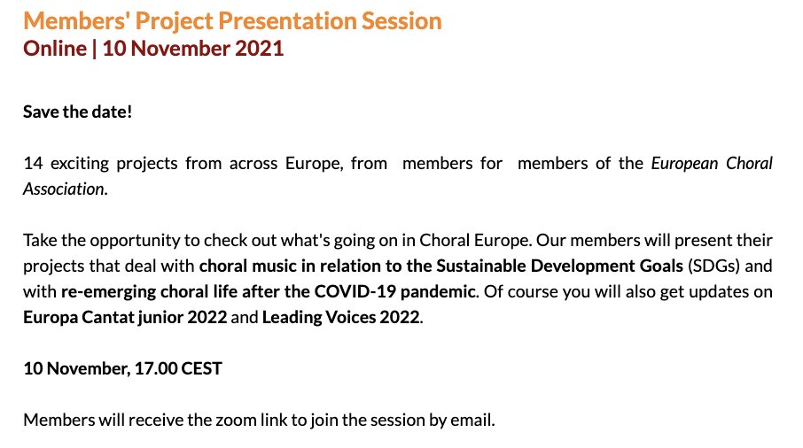 We’re so excited to present Cantāmus tomorrow at the Online Project Presentation session held by the European Choral Association @ECA_EC . The presentation will take place tomorrow at 5pm CET and is open to all members of the association. #choral #singing