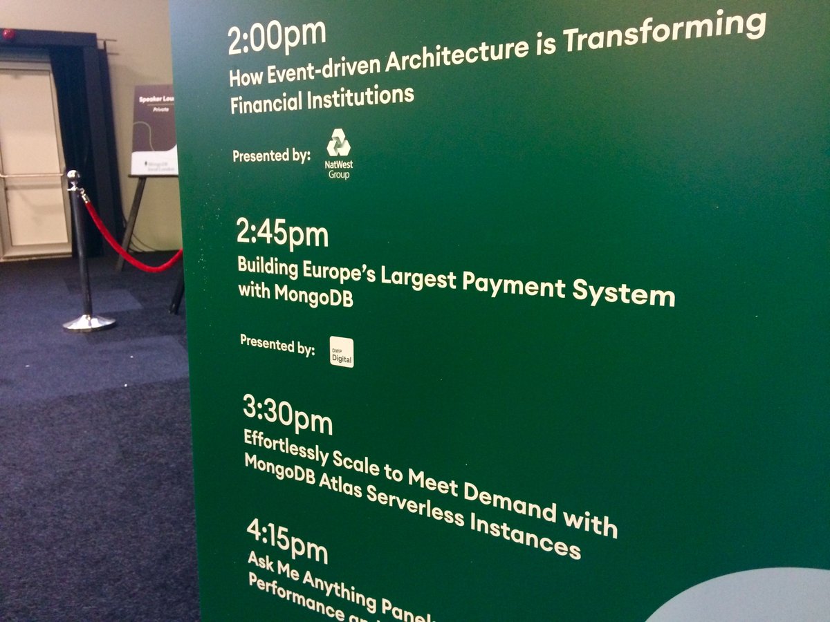 DWPDigital's tweet photo. Today we've been invited by @MongoDB to attend #MDBlocal and talk about how we've built Europe's biggest payment system! It's great to be back taking part in #LiveEvents 👋 https://t.co/VbAYv0FH8h