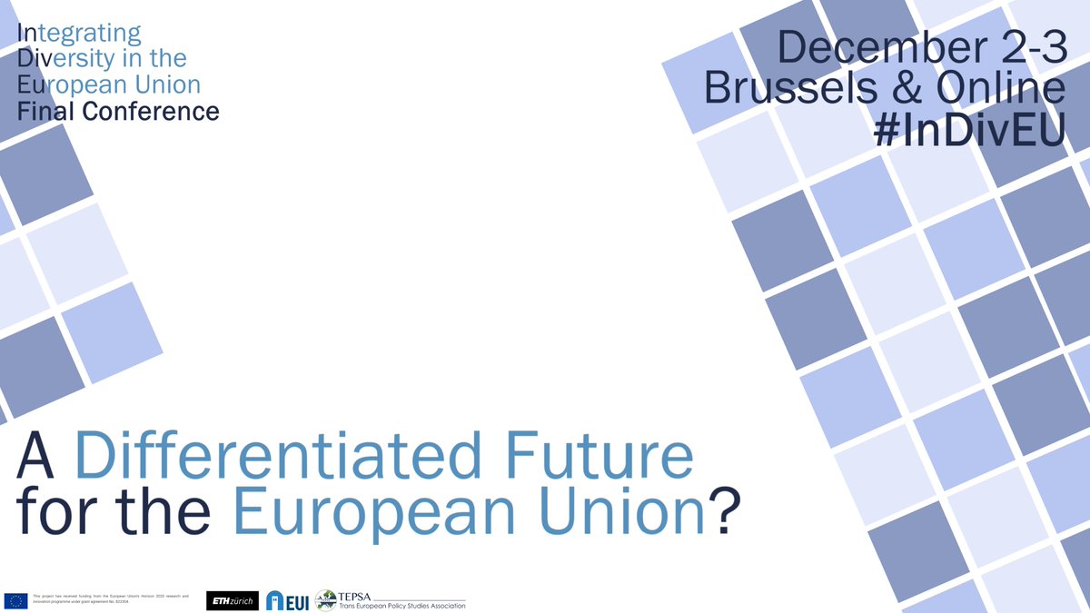 gbonacquisti's tweet photo. We'll conclude our conference on Dec 3 with a discussion on alternatives to #DifferentiatedIntegration with S.Lavenex, S.Princen, J.Zeitlin, @schierenbeck_c & Ambassador @IrenaAndrassy
Register: https://t.co/hRvbG6kEBs
#InDivEU #FlexibleImplementation #ExperimentalistGovernance https://t.co/CEHwP4HeyL
