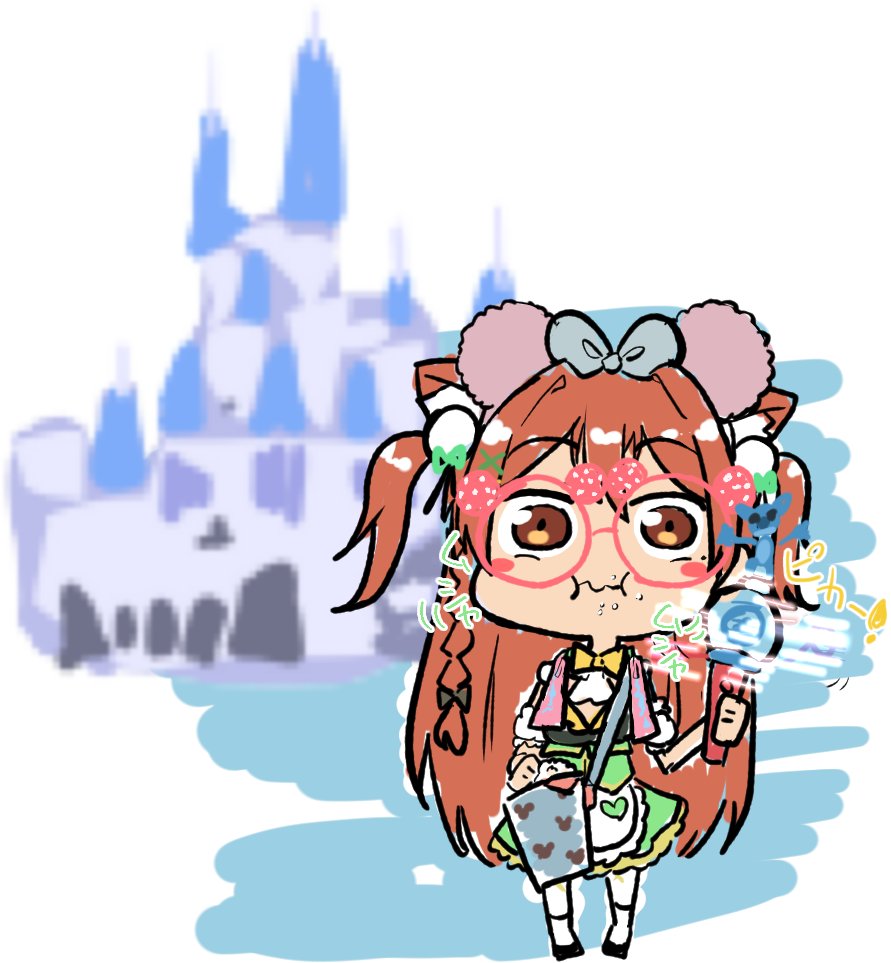 「ディズニーランドを満喫している飴三屋かんろのファンアートを描きました 」|かのかのこのイラスト