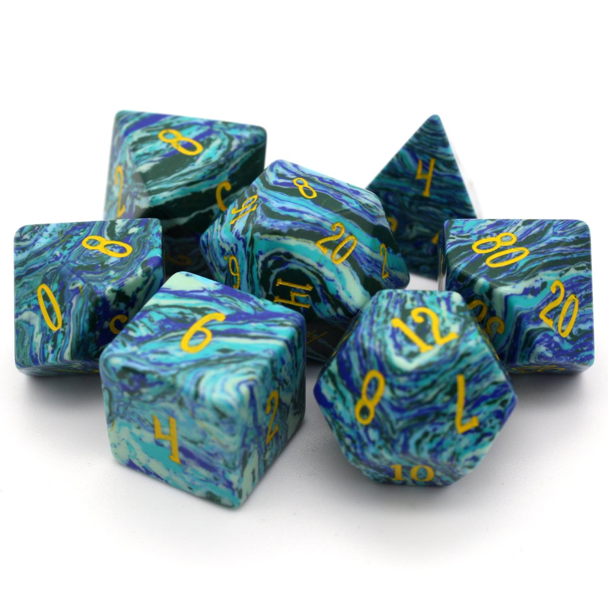 DiceEnvy's tweet photo. This week we're giving away a set of Starry Night! These dyed turquoise dice feel like an oil painting, and can be yours if you follow and retweet! 
Winner will be chosen on 11/10 at 10 am PT. https://t.co/oVuTBHHyvj