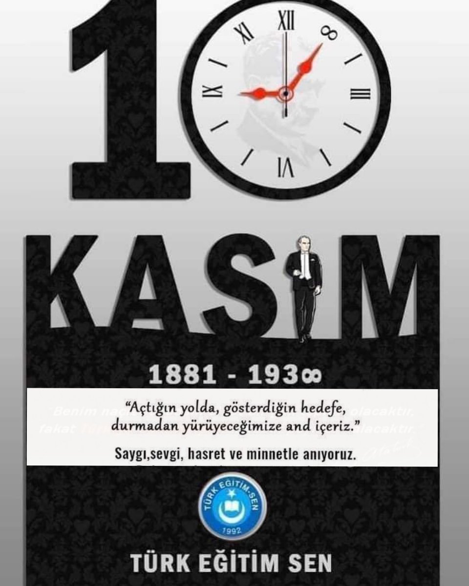 sonerarslanogl's tweet photo. "Benim naçiz vücudum elbet bir gün toprak olacaktır,ancak Türkiye Cumhuriyeti ilelebet payidar kalacaktır" K.Atatürk
Başkomutan, Kurtuluş Savaşının önderi, Cumhuriyetimizin  kurucusu Gazi Mustafa Kemal Atatürk'ü vefatının 83. Yılında rahmet ve minnetle anıyoruz.  Ruhu şad olsun. https://t.co/RoUkqTJg7x