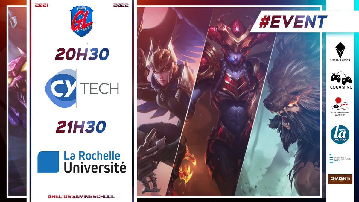 Nos étudiants participent à #LaGrosseLigue by <a href="/University_FR/">UNIVERSITY Esports France 🇫🇷</a> 🏆

Après deux victoires la semaine passée, ce soir deux nouveaux matchs au programme : 

20h30 👉 VS <a href="/CY__Tech/">CY Tech</a> PAU
21h30 👉 VS <a href="/UnivLaRochelle/">La Rochelle Université</a> 

Bonne chance à nos étudiants 🧑‍🎓