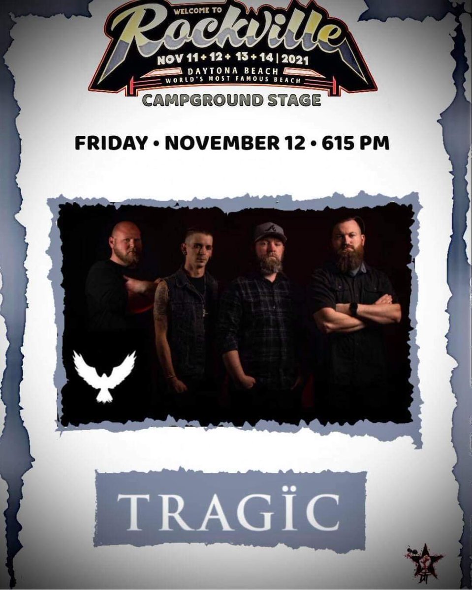 Tragicbandfl's tweet photo. This Friday!! We hit Welcome To Rockville!!
Canβt wait to tear it down with all our people ππ
#metal #cogsofwar #welcometorockville https://t.co/hgRD7rukmm