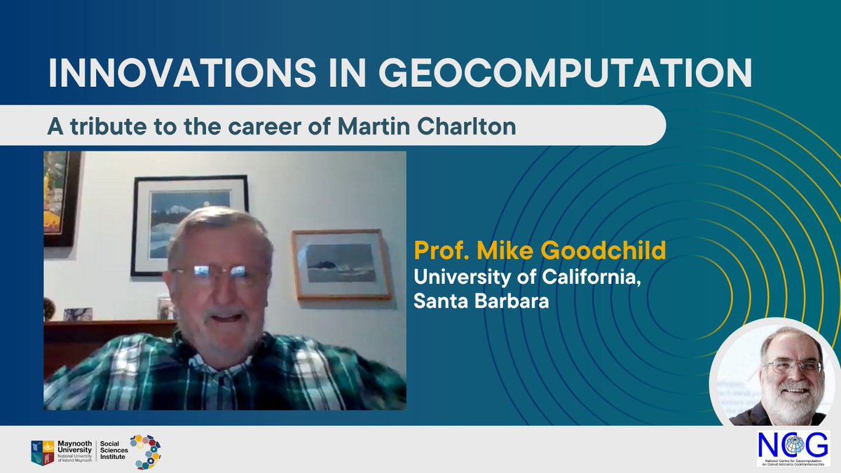 MU__SSI's tweet photo. Prof Mike Goodchild of @ucsantabarbara joins us now #InnovationsInGeocomputation @martin_charlton https://t.co/w5jTc9A0ER