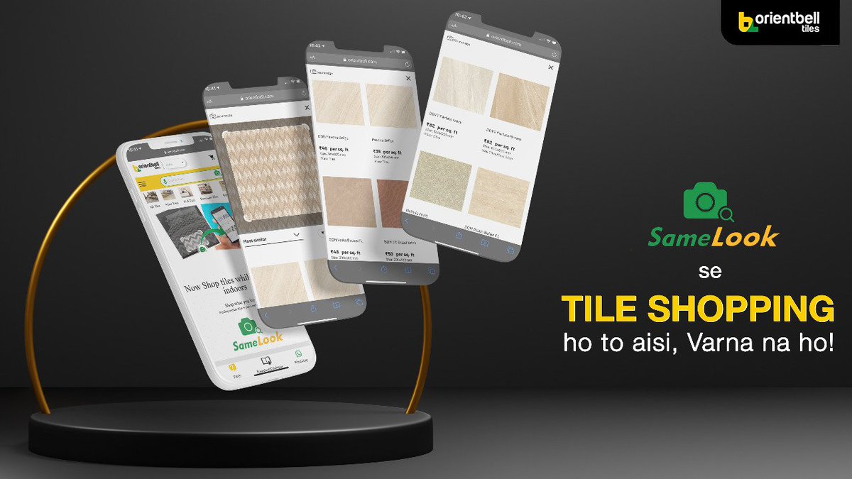 OrientbellTiles's tweet photo. Want to do tile shopping in style? SameLook your go-to! Finding tiles as per your likes to decorate your homes just how you want it! 
 
Ab khareedo Tiles in Style: https://t.co/JQI7Oi7JMj

#OrientbellTiles #SameLook https://t.co/MJZqgAzFIf