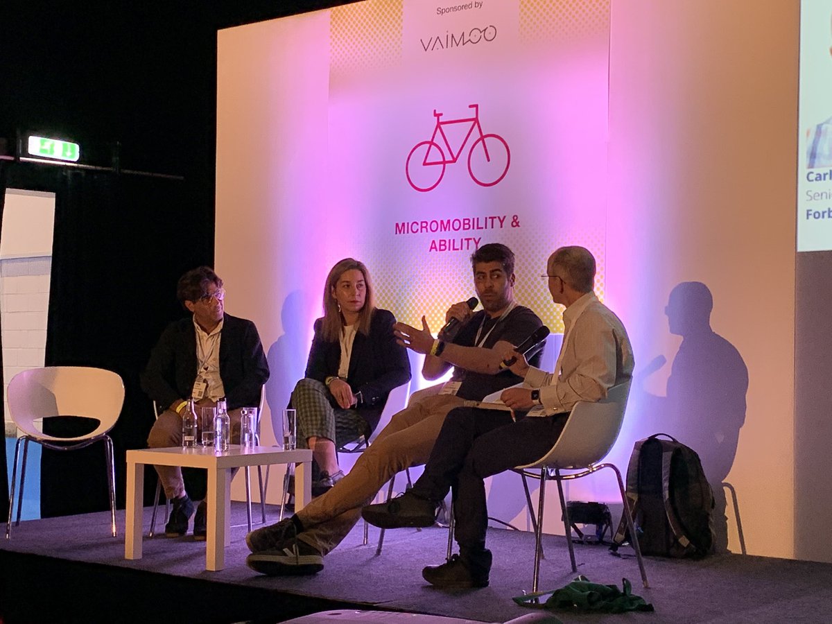 JillMWarren's tweet photo. .@VanbockrijckJan from @StadMechelen in response to questions from @carltonreid: “We started regulating cars - they cannot overtake cyclists and scooters in the city centre” #MOVE21 🚲 https://t.co/hQhWxhvw83