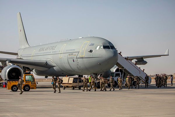 air_intel's tweet photo. Royal Air Force Typhoons along with a Voyager have arrived in Oman at RAFO Thumrait for exercise Magic Carpet 21 https://t.co/LXOhvqSK7E