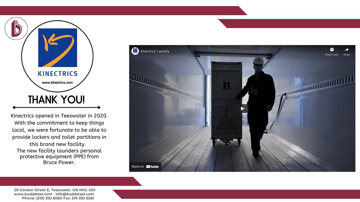 Thank you to @Kinectrics for choosing Buddsteel! 
#kinectrics #buddsteel #toiletpartitions #lockers