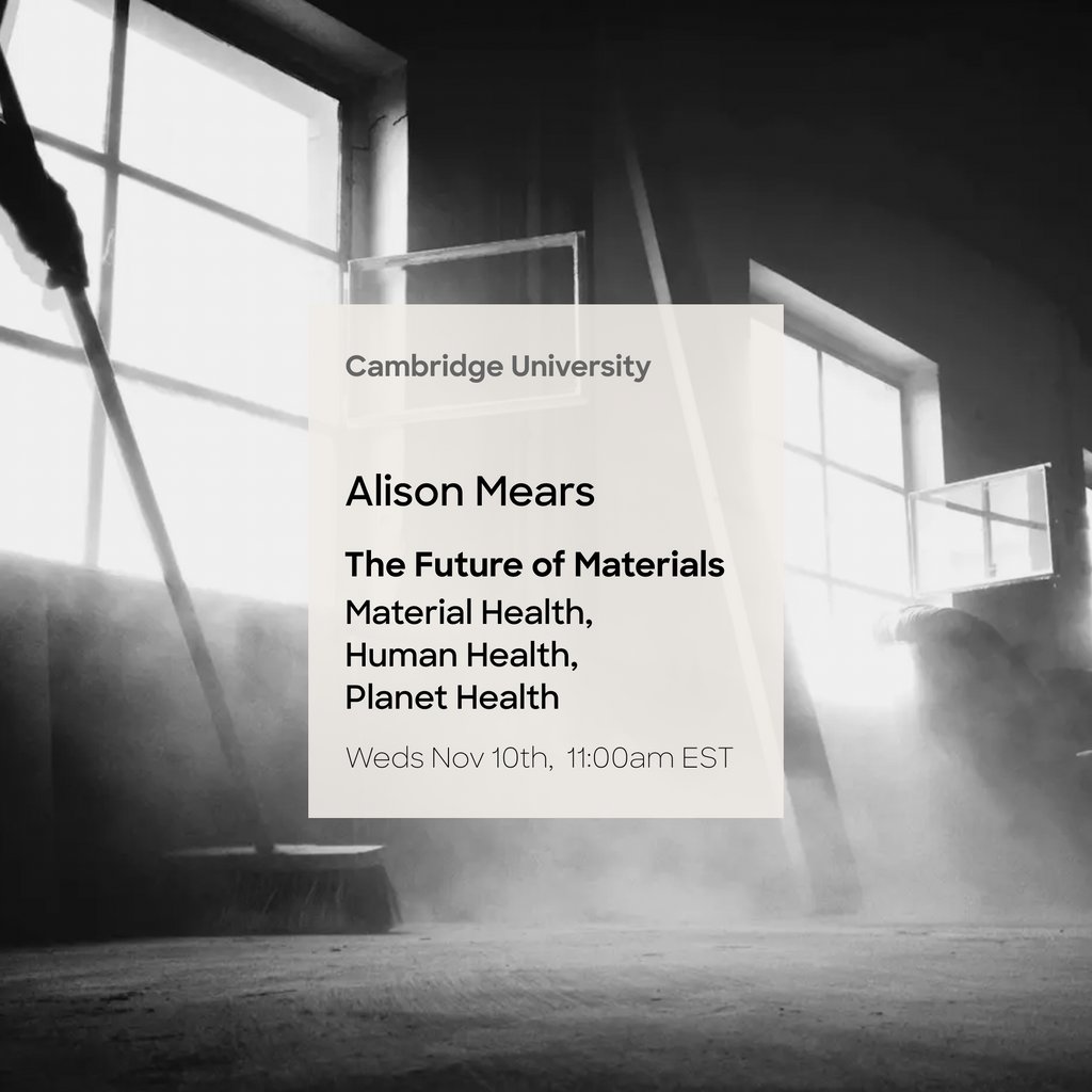 parsons_HML's tweet photo. Material health, human health and planetary health - impossible to speak of one and not the others. Alison Mears at @cambridgeuniversity this Wednesday November 10th at 11am EST or 4pm GMT. #materialhealth #planethealth #humanhealth
https://t.co/v0QdxsrOMS https://t.co/D0OO2AL5zZ