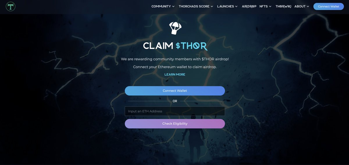 $THOR Airdrop is available for claim now.

Airdrop participants can claim 300 - 600 $THOR tokens based on the whitelist criteria.

Airdrop period will last for 30 days so there's no rush for claim.

https://t.co/xHWJkEYGh7 https://t.co/rNDPbDX4BX