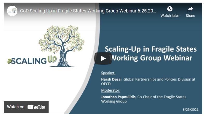 JPapoulidis's tweet photo. As our #ScalingCoP website (beta) gets up and running, I'm pleased to share our excellent session with @OECDdev's @theharshdesai and @JMDMarley on the next States of Fragility report and identifying pathways for scalable solutions in #fragilestates 

📽️https://t.co/3WnrnR0VEE https://t.co/MdoudGqSFR