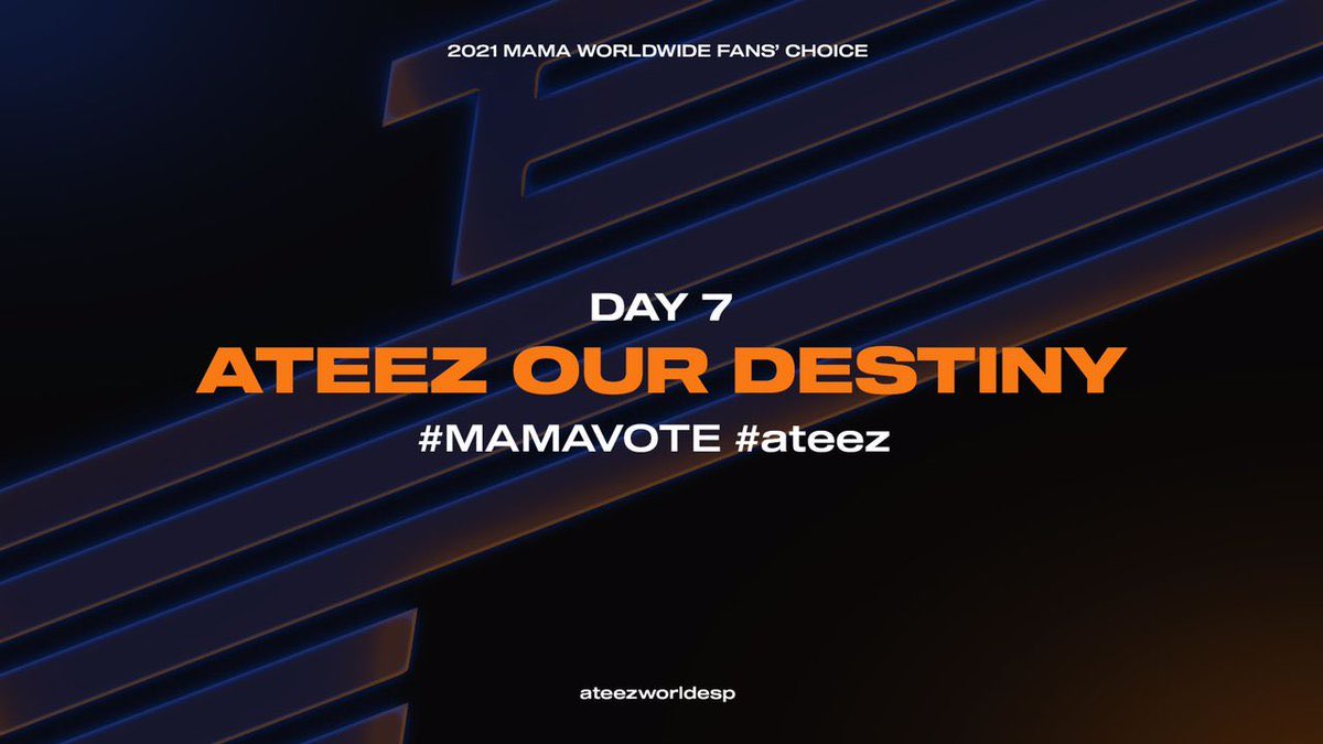 AtinyNetwork's tweet photo. [ MAMA 🏆 ] Day 7 🎉

Let’s vote, stream, and spread the word ATINY! We’ll get to 11th place soon! We just need everybody’s cooperation. 🙏

🏴‍☠️ ATEEZ OUR DESTINY 🏴‍☠️
#MAMAVOTE #ateez @ATEEZofficial https://t.co/oOgIMsMxWI