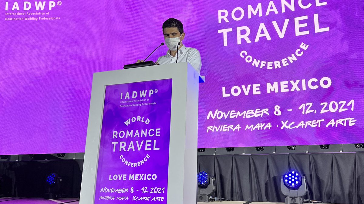 SedeturQROO's tweet photo. En representación del Gobernador @CarlosJoaquin inauguramos el    World Romance Travel Conference/Love Mexico, organizado por #IADWP. Evento que reúne alrededor de 300 líderes y especialistas de este importante segmento. #WRTCLoveMexico2021 https://t.co/tyLofdrXuZ