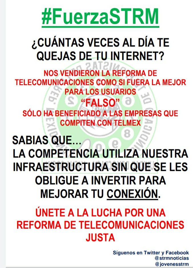 Hoy más que nunca, los <a href="/Telefonistas/">STRM</a> nos unimos #EnDefensaDelCCT demostrando la #FuerzaSTRM <a href="/STRMnoticias/">STRMnoticias</a> <a href="/JovenesSTRM/">JÓVENES TELEFONISTAS EN ACCIÓN</a> #PorAmorAMéxico