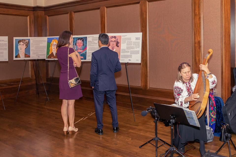 is_fem's tweet photo. Great news! #SheIsScience was opened in @UKRinSF. We are grateful to @MFA_Ukraine and Dmytro Kushneruk - the Consul General of Ukraine in San Francisco. The educational art project is organized by #STEMisFEM with the support of @unwomenukraine and @UNICEF_UA #generationequality https://t.co/6MXkgRMgEs