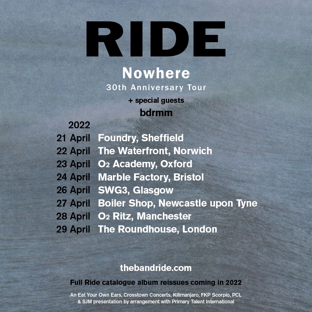 rideox4's tweet photo. Ride are thrilled to announce @smellybdrmm will be supporting on the #Nowhere30 tour. Tickets from our website https://t.co/M2dNnb9wdg https://t.co/yJY5hF7GMu