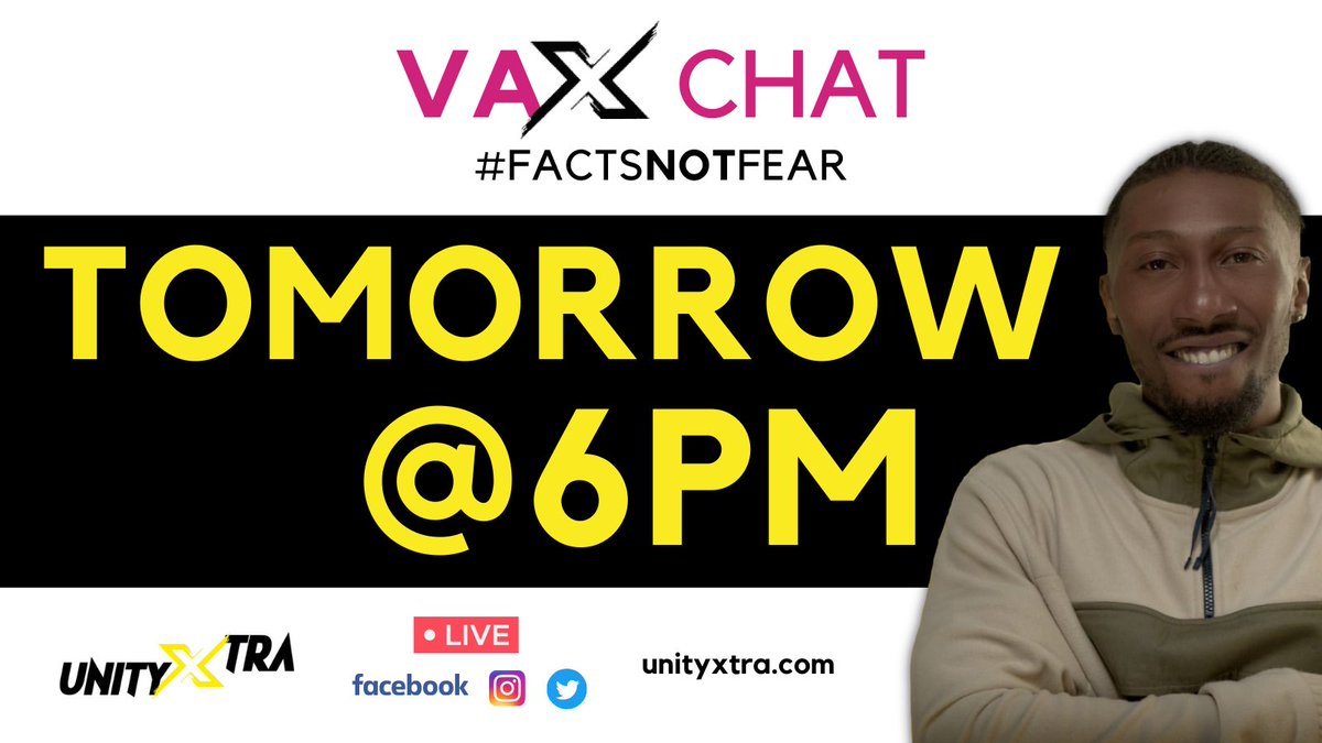 UnityXtra's tweet image. Join us tomorrow for #VaxChat ep4 with @DriftyArtist we will be discussing the #Covid19 #Vaccine &amp;amp; taking your questions live on air. Tune in from 6pm - live on FB, IG &amp;amp; Twitter! @haringeycouncil @Haringey6thForm #haringey #FactsNotFear